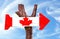 Canada wooden sign with sky background
