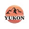 Canada Yukon design. Wild vintage north discovery vector print for boy t shirt. Grunge effect in separate layer.