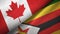 Canada and Zimbabwe two flags textile cloth, fabric texture