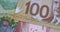 Canadian 100 Dollars close up. CAD currency.