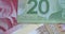 Canadian 20 Dollars close up. CAD currency.