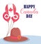 Canadian balloons and hat of happy canada day vector design