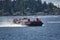 Canadian Coast Guard Hovercraft travelled over the sea close to West Vancouver, British Columbia Canada on May 1st, 2021