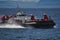 Canadian Coast Guard Hovercraft travelled over the sea close to West Vancouver, British Columbia Canada on May 1st, 2021