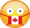 Canadian emoji in a medical mask protecting from SARS, COVID-19, bird flu and other viruses, germs and bacteria and contagious