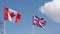The Canadian flag and the British flag