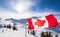 Canadian flag flying near the Rendezvous on top of Whistler Mountain.