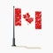 Canadian flag with scratches, vector flag of Canada, Canada flag waving on flagpole with shadow.