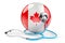 Canadian flag with stethoscope. Health care in Canada concept, 3D rendering