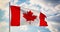 Canadian flag waving in the wind shows canada symbol of patriotism - 4k 3d render