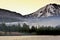 Canadian Geese flying at sunrise, Lassen Volcanic National Park