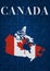 canadian Illustration with map country shape and flag with symbolic . modern artwork create with retro style and Bright color.