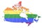 Canadian map with LGBT flag, 3D