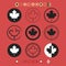 Canadian Maple Leaf silhouette flag symbol icons set