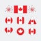 Canadian national flag icons set on modern gray background