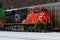 Canadian National locomotive number 2925 pulling a freight out of the Homewood, Illinois yard