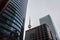 Canadian National Tower CN Tower surrounded by more modern buildings in downtown Toronto.