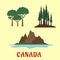 Canadian nature and landscape flat icons