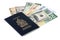 Canadian passport and paper money