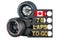 Canadian racing, pit board with flag of Canada and racing wheels with different compounds type tyres. 3D rendering