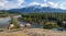 Canadian Rockies Jasper National Park nature scenery. Foraging bighorn sheep ram