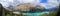 Canadian Rocky Mountains Landscape Panorama of Peyto Lake and Rugged Mountain Peaks, Banff National Park, Alberta