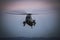 Canadian sea-king hovering at dusk