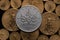 Canadian Silver Maple Coin over bed of Gold Eagle Coins