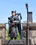 Canadian soldier playing bagpipe in Citadel Hill Fort George