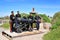 Canadian soldier playing bagpipe in Citadel Hill Fort George