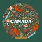 Canadian symbols and main landmarks, vector illustration. Flat style icons of Canada in round frame composition. Natural