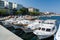 CANAKKALE, TURKEY - AUGUST 14, 2017: Fishing boats in the Canakkale harbor, Turkey. Canakkale town waterfront