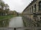 A canal along the wall of Zwinger Castle, Dresden, Germany.