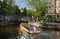 Canal with boat in Amsterdam