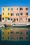 Canal, boats and reflections, Burano, Italy