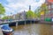 Canal in the city of Amsterdam in spring