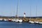 Canal du Midi and Les Onglous lighthouse, Agde, France