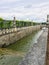 Canal and Fontain in Villandry castle, Loire Valley, France