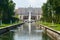 The canal and the Grand cascade fountain. Peterhof. Horizontal.