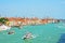 Canal Grande in Venice with iconic historic buildings and boats on a summer day. 15/07/2011 - Venice, Italy