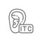 In The Canal Hearing Aid, ITC line icon.