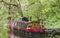 Canal house boat on waterway in Yorkshire