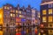 Canal houses at twilight Amsterdam