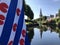 Canal in IJlst with a frisian flag