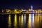 Canal in Le Grau du Roi at night, Camargue, France