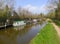 Canal narrowboats at private moorings