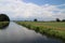 Canal Raaltewetering in Wijhe the Netherlands with a lot of cumulus stormclouds above it which reflecting