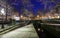 The Canal Saint-Martin at night .It is long canal in Paris, connecting the Canal de l`Ourcq to the river Seine.