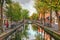 Canal scene in Delft, Netherlands
