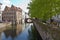 Canal waterway in the idyllic city of Bruges, Belgium